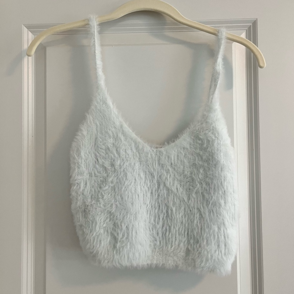 Light blue fluffy crop top